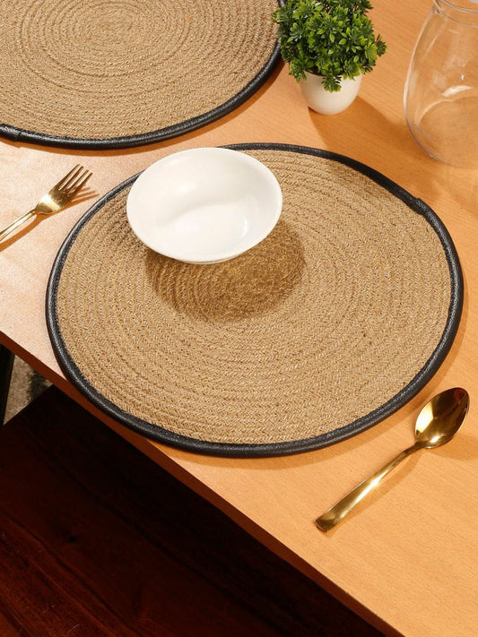 Jute Leather Reversible Placemat Set- Black