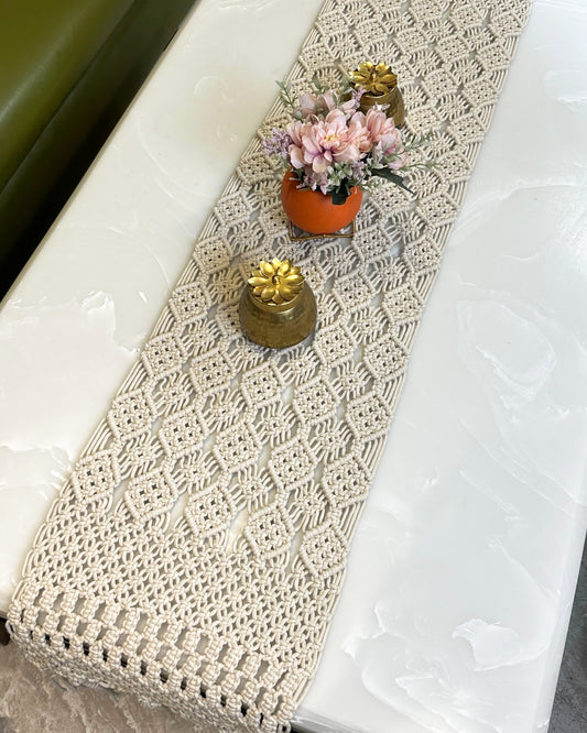 Octa Macrame Bohemian Table Runner with Fringes